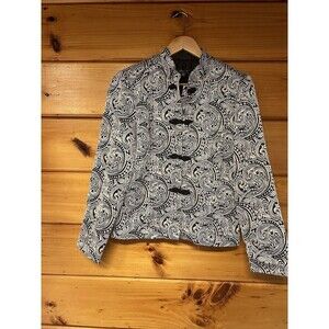 Dress Barn Women’s Medium Silver and Black Metallic Shiny Jacket Blazer